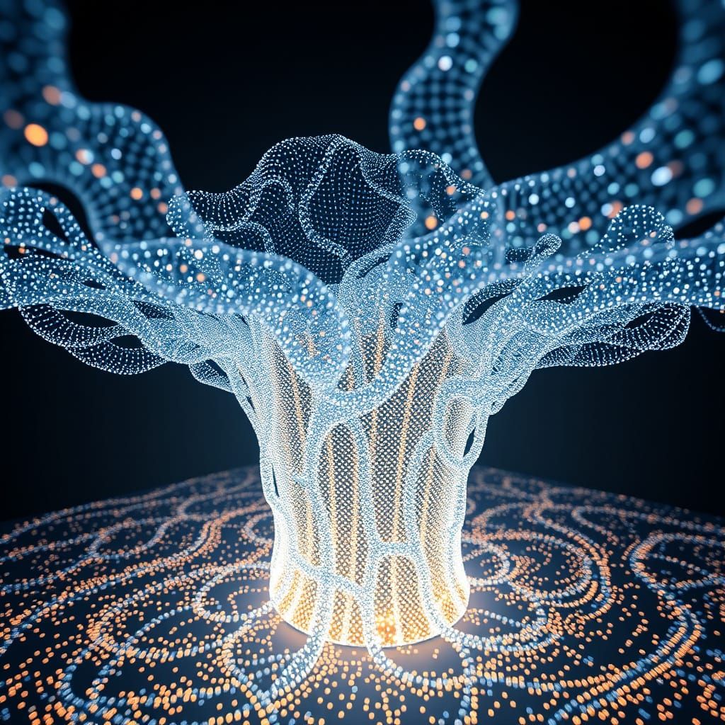 Bioluminescent Bio-Data Organism in Refik Anadol Style