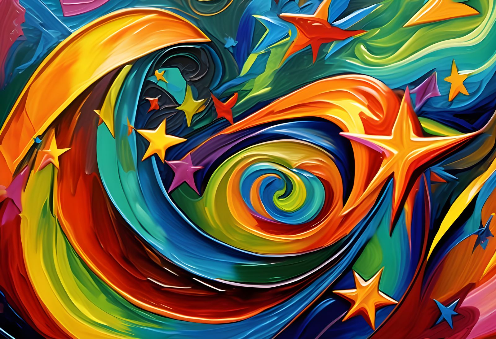 Vivid Helical Vortex Maelstroms of Stars in Expressive Style