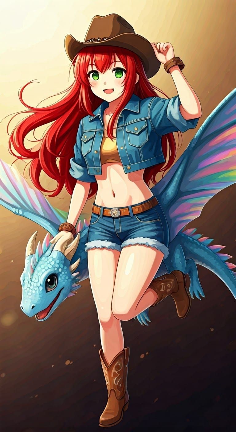 Anime Girl on Dragon in Studio Trigger Style