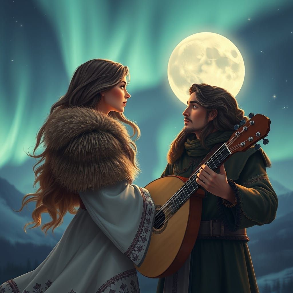 Ethereal Couple Lost in Moonlit Embrace