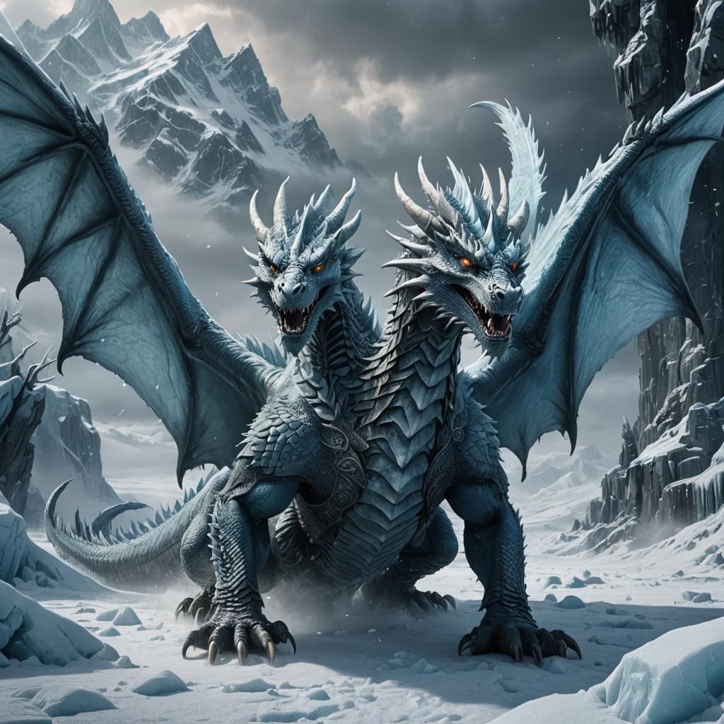 Epic Ice Dragon Digital Matte Painting
