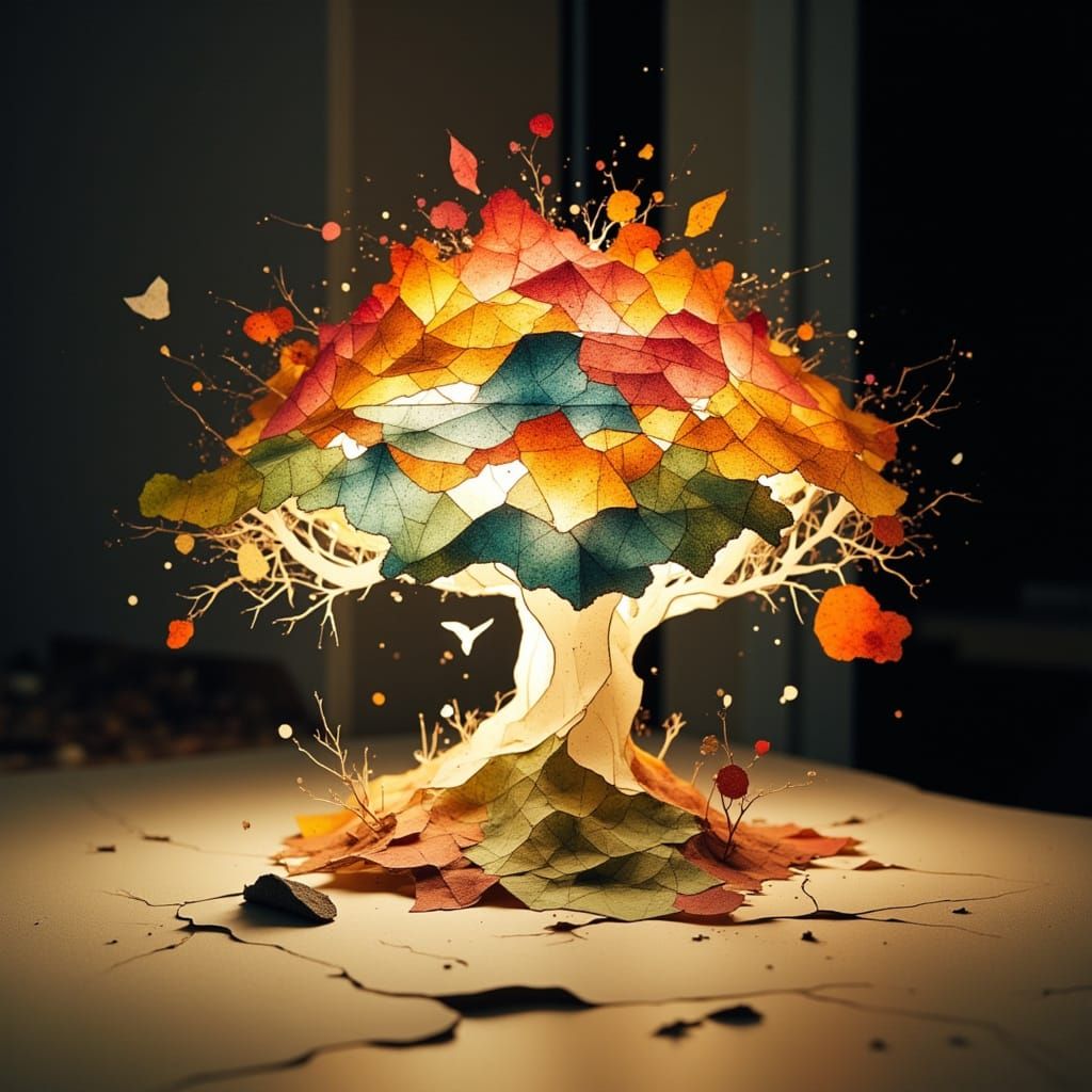 Stained Glass Paper Lamp in Geometric Style