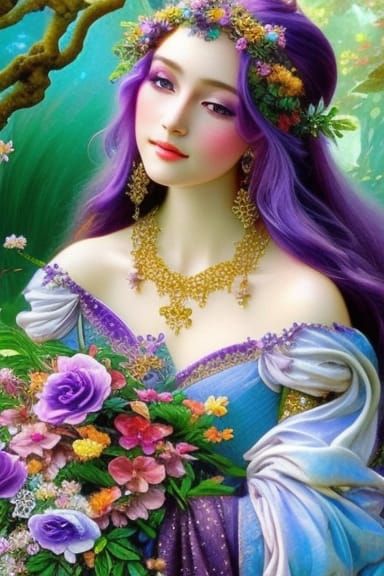 Purple Azalea Fairy in Whimsical Garden