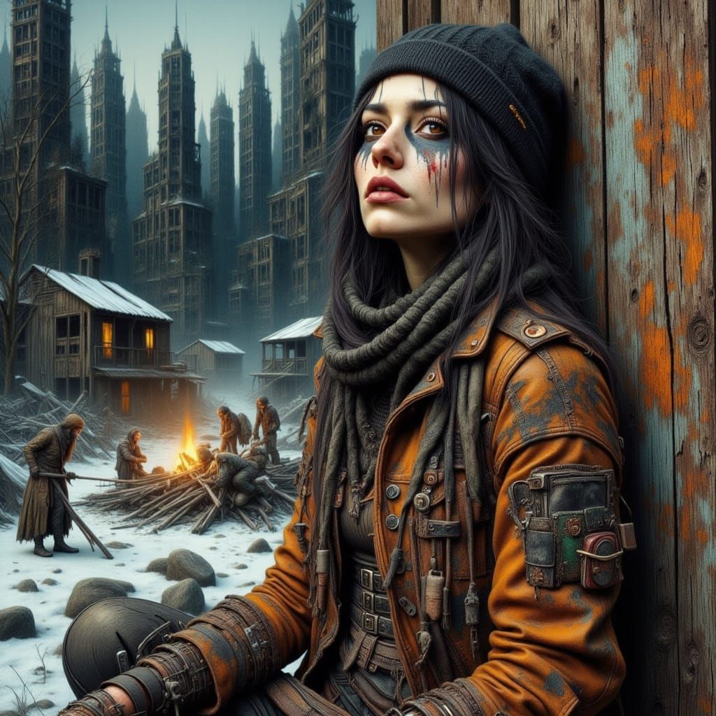 Post-Apocalyptic Raider in Snowy Wilderness