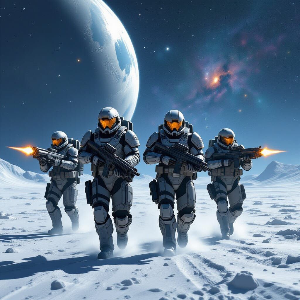 Space Marines Charge Forward with Gatling Guns