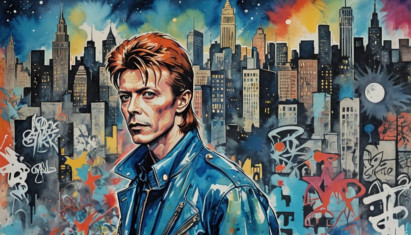 David Bowie in Pop Art Style on NYC Street