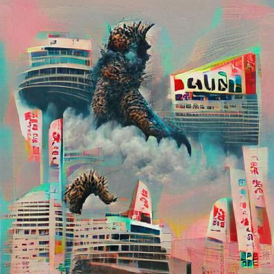 Unidentified Kaiju in Ruined Cityscape