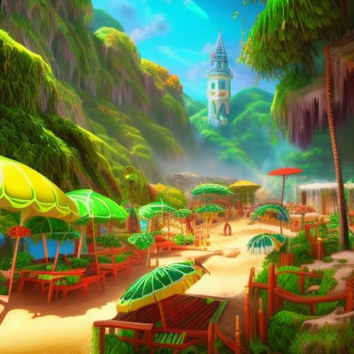 Mojito Beach: A Fantastical Matte Painting