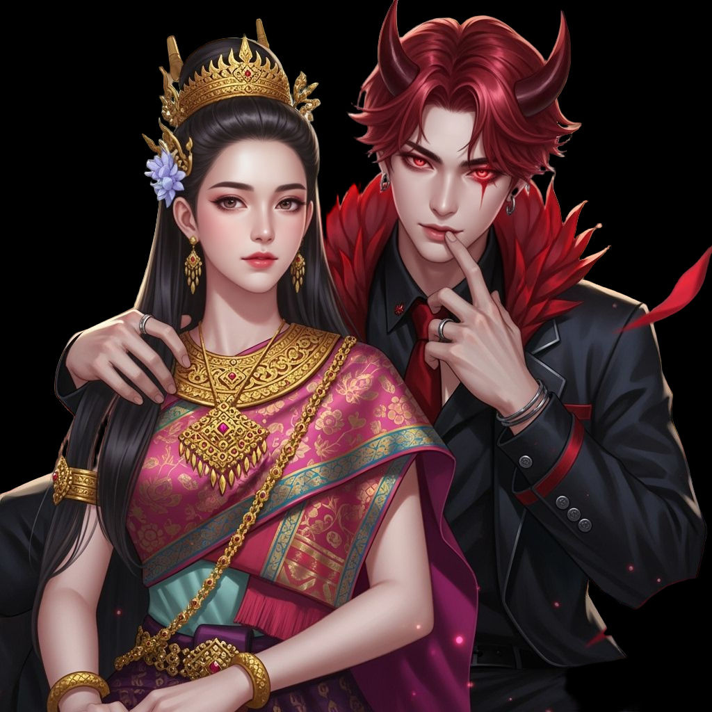 Thai Myth Nang Ai with Demonic Figure in Fantasy Art