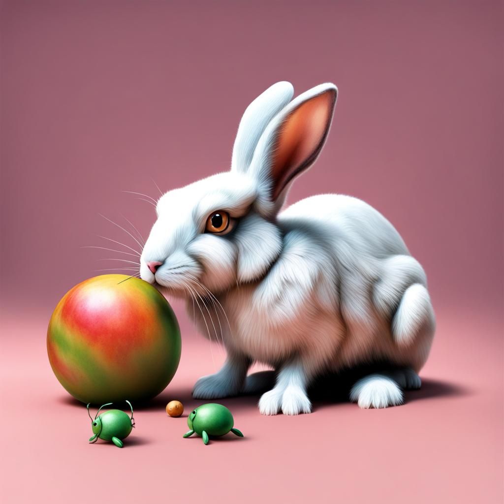 Photorealistic Bug-Bunny Hybrid Creature