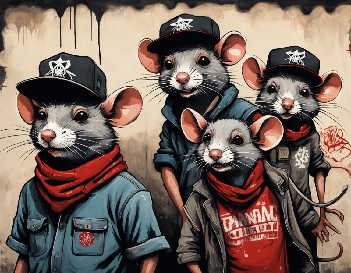 Gritty Urban Mice Street Gang Illustration