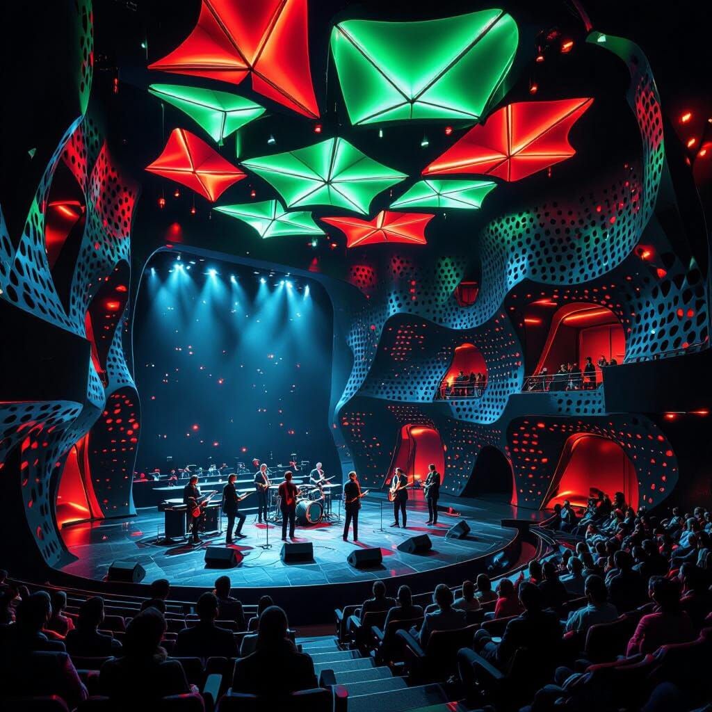 Futuristic Auditorium with Bioluminescent Aesthetic