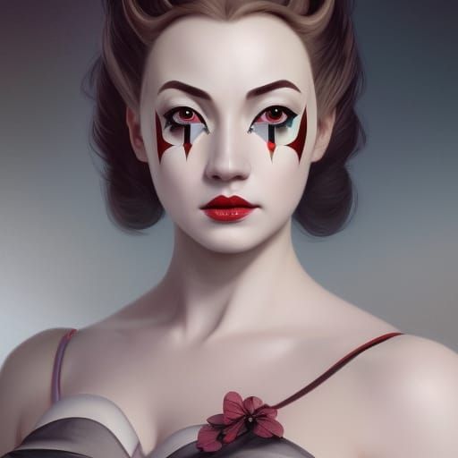 Harlequin Lady in Hyperdetailed Digital Art
