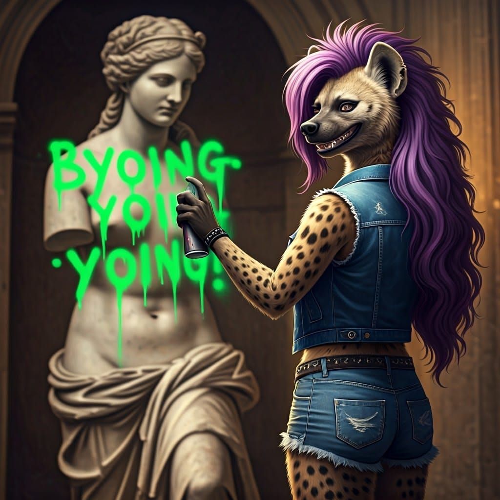 Anthropomorphic She-Hyena Defaces Renaissance Marble Sculptu...