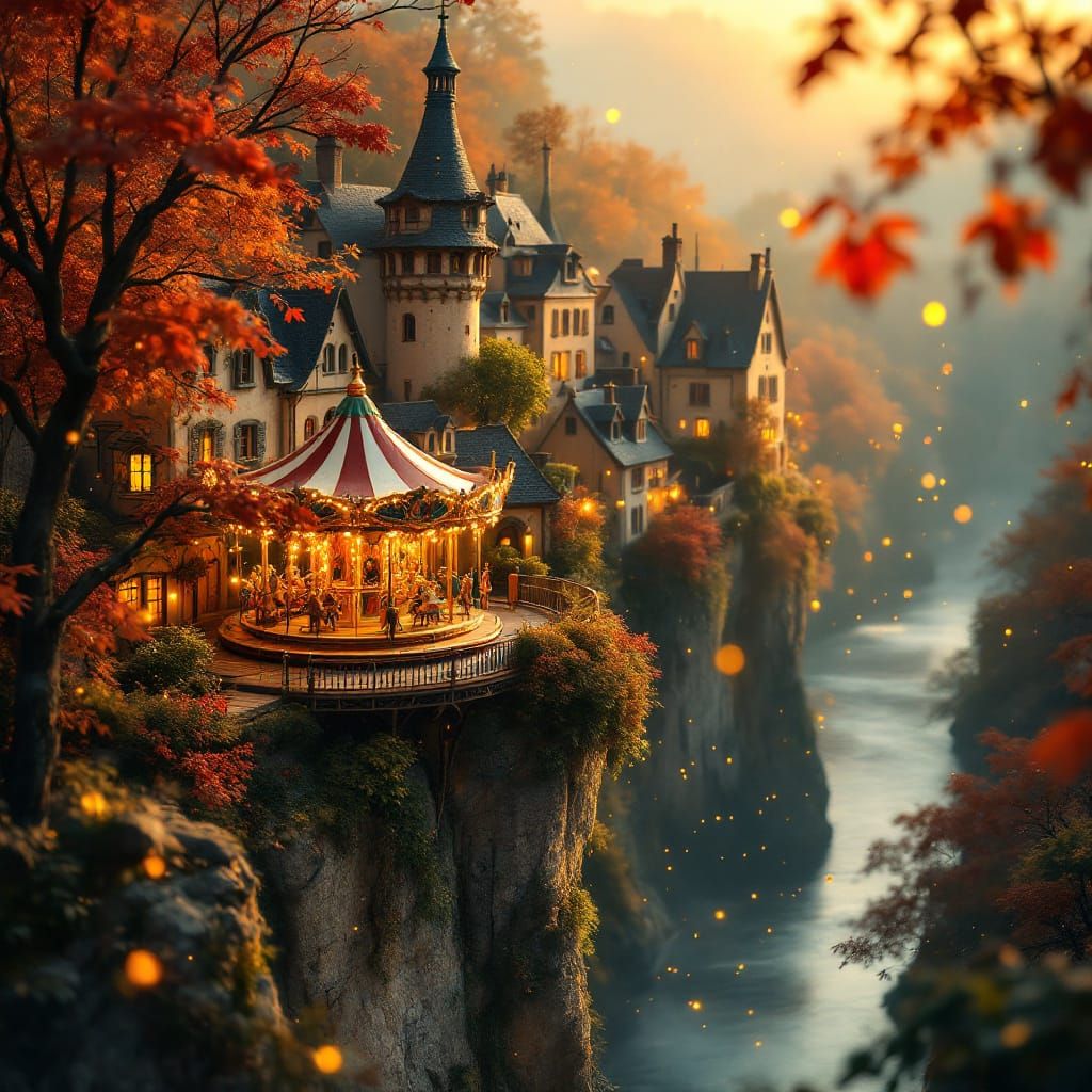 French Village Carousel at Golden Hour