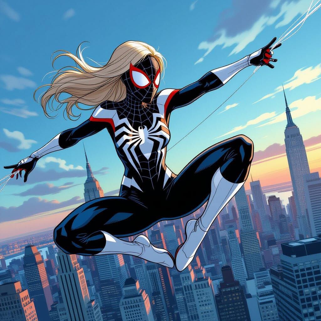 Ghost-Spider Ballerina Twirls Over New York City Skyline