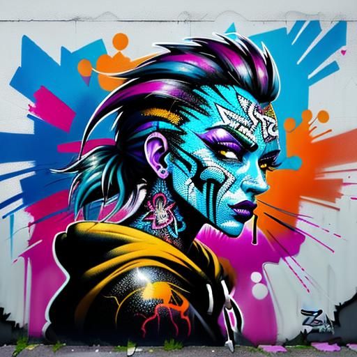Urban Graffiti: Street Artist Creates Vibrant Mural