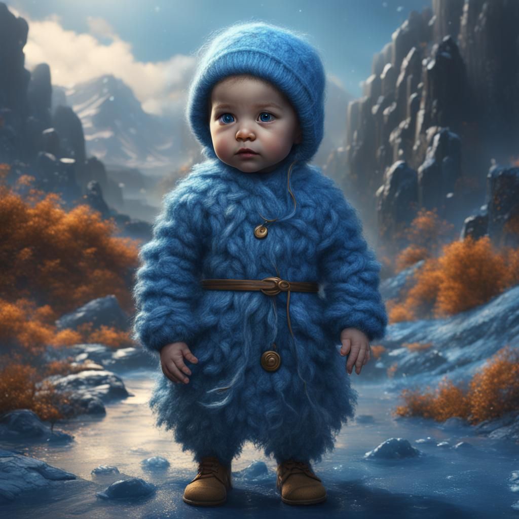 Baby Girl in Blue Wool: Fantasy Concept Art