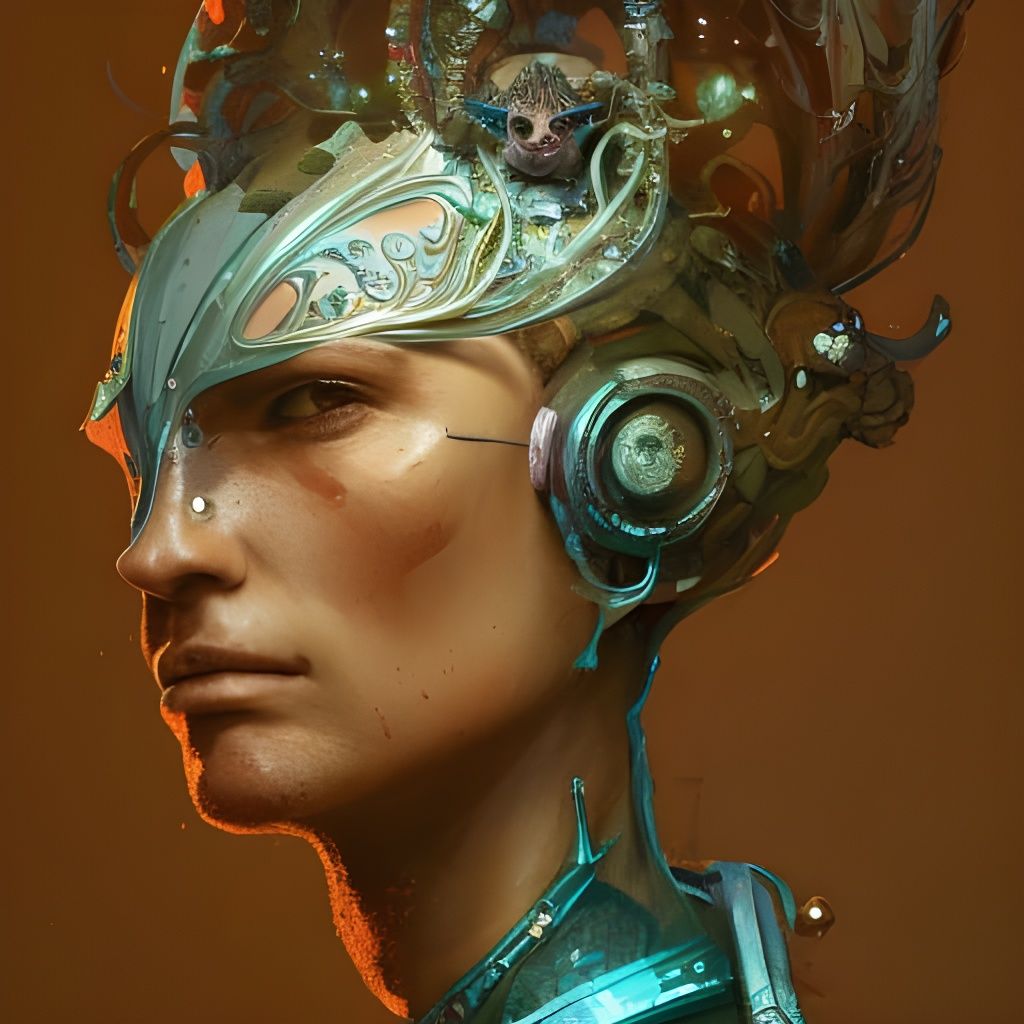 Elven Filigree Wizard Warrior Portrait in Fantasy Art Style