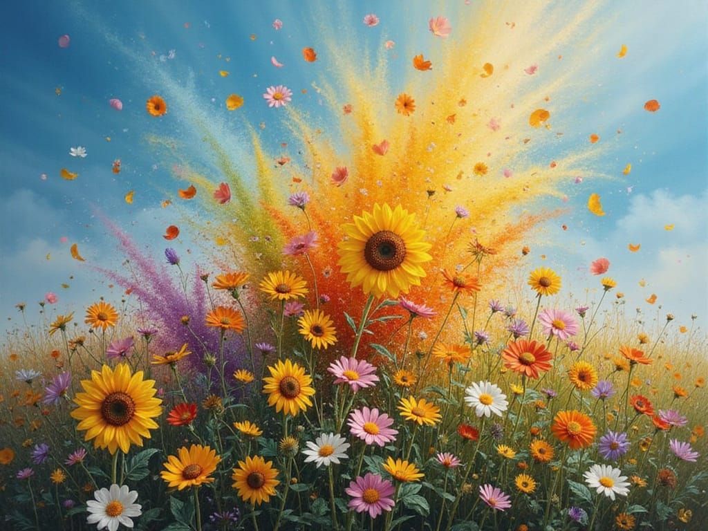 Vibrant Summer Floral Explosion in Abstract Art