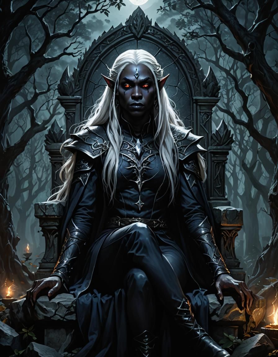Drow Elven Vampire in Dark Forest, Kojima Style