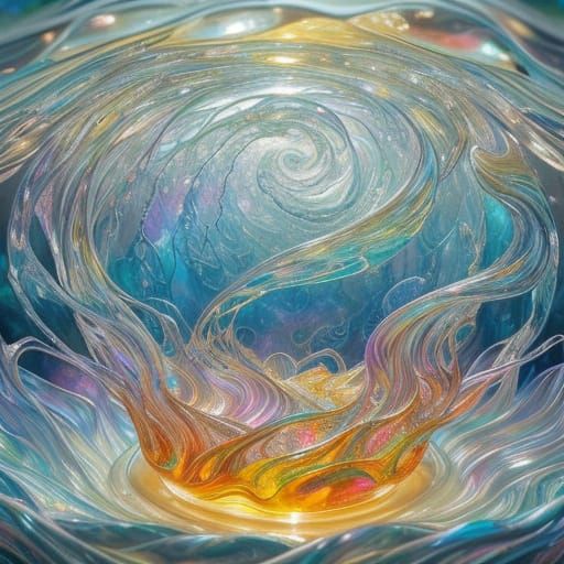 Mosaic Glass Masterpiece in Iridescent Hues