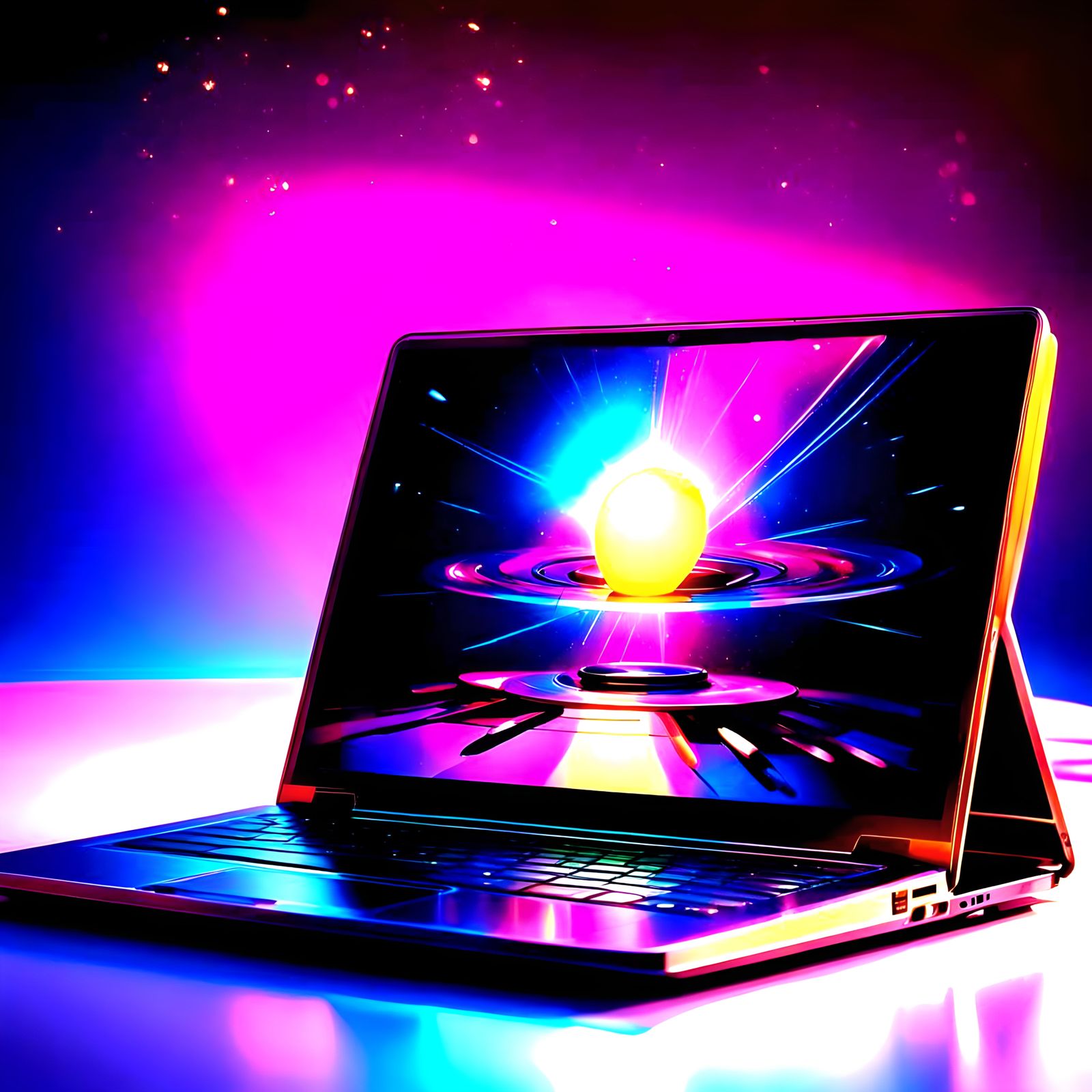 Hyperrealistic Laptop on a White Table