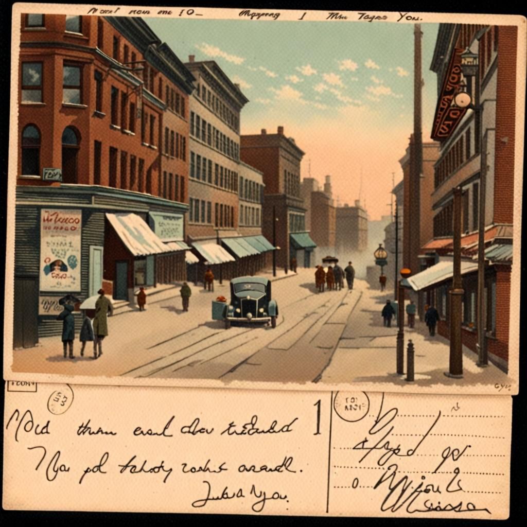 Vintage Postcards with "I Miss You" Message