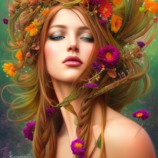 Stunning Female Portrait in Artgerm and Malczewski Style