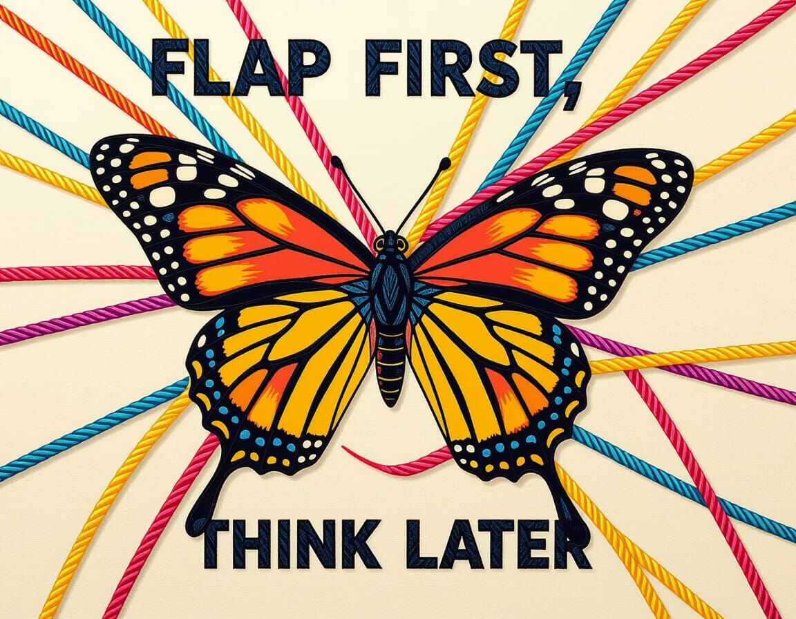 Butterfly Patch in 1980s Embroidered Style