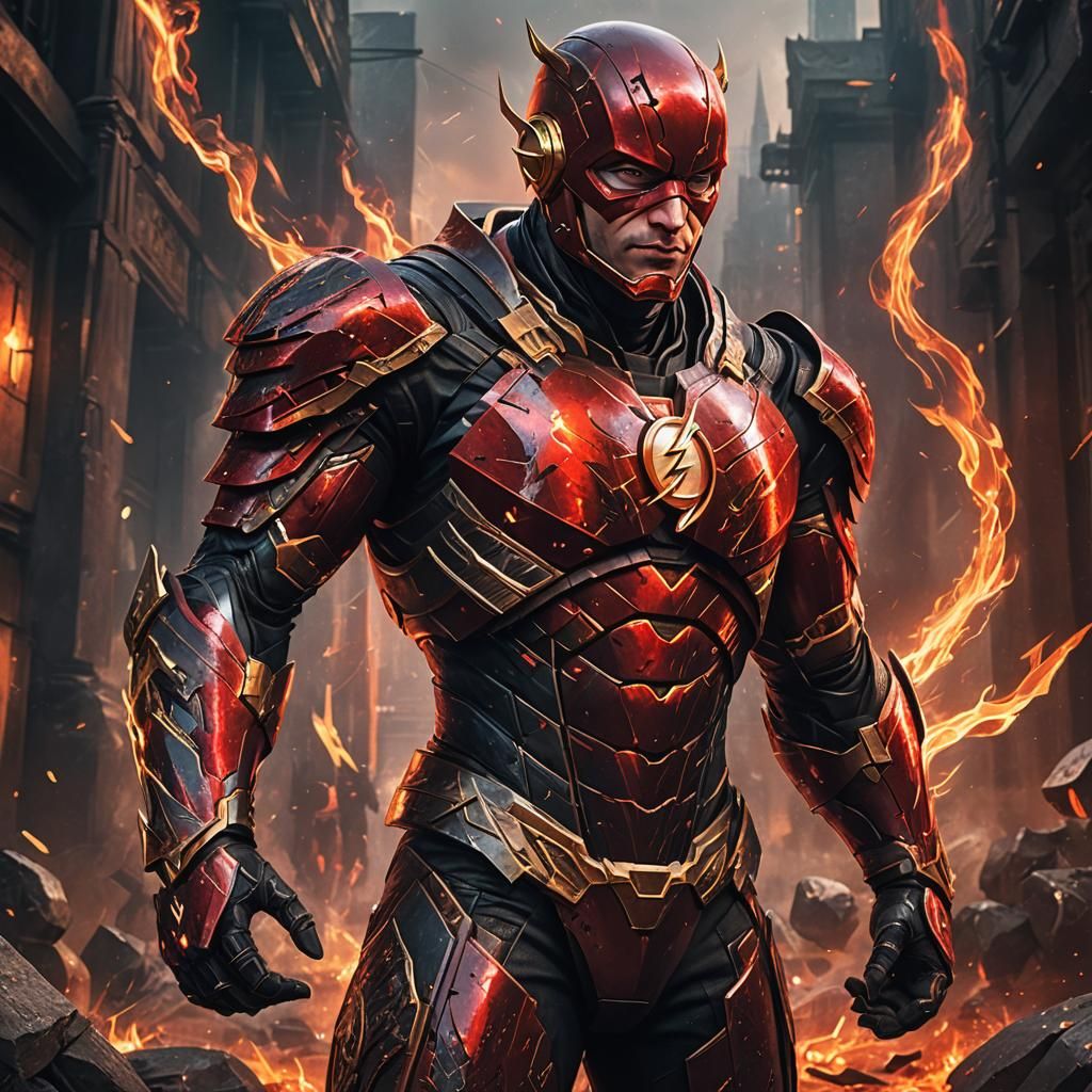 The Flash in Red and Black Armor Concept Art