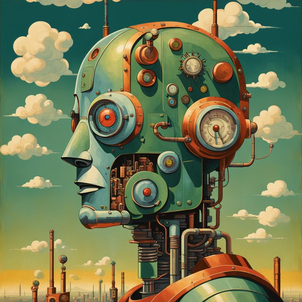 Art Deco Cyborg Robot: 1930s Style Poster