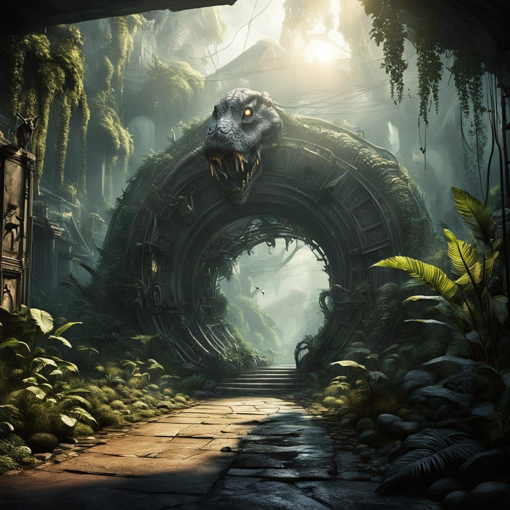 Prehistoric Jungle Portal Opens in City Street