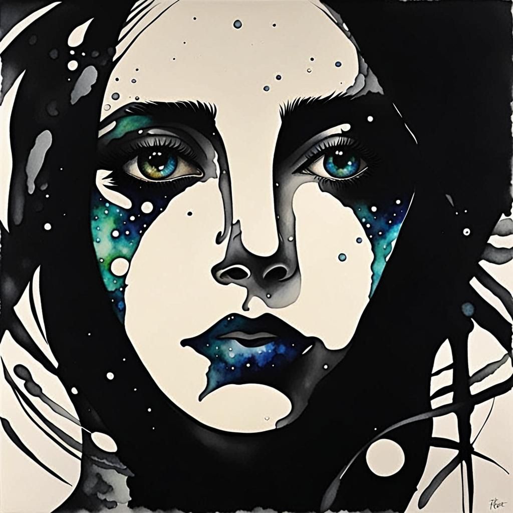 Rainy Stars Evoke Dark Emotions in Watercolor