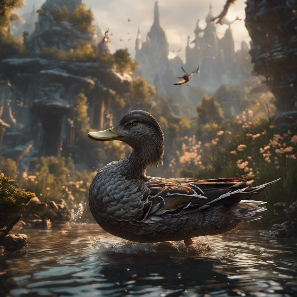 Fantastical Duck Matte Painting in Deep Color