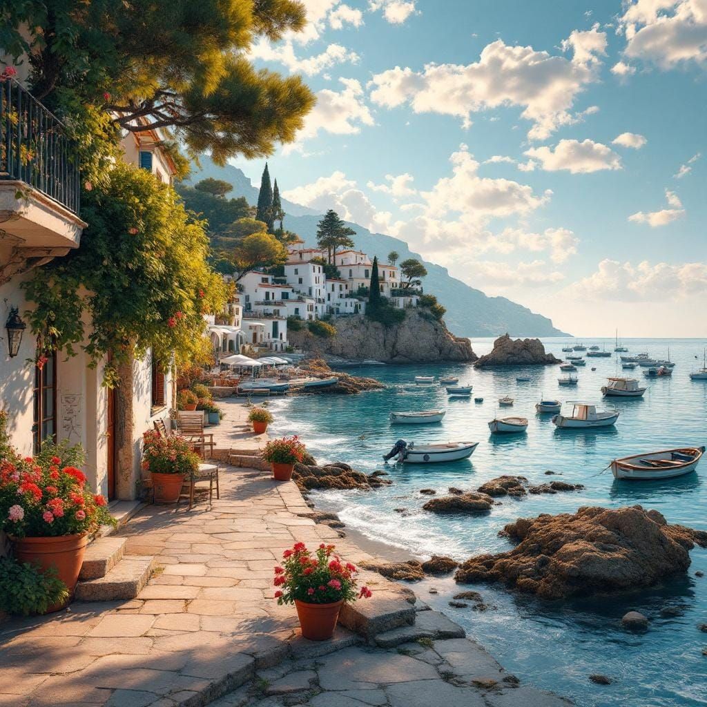 Catalonian Shoreline in Golden Light