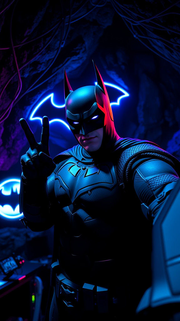 Batman Selfie in Neon Batcave: Concept Art