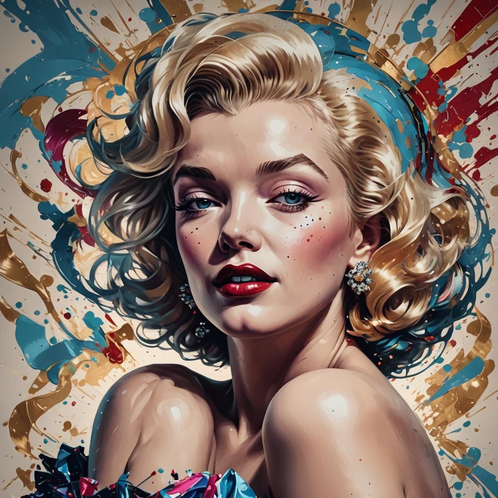 Marilyn Monroe Portrait in Art Nouveau Style