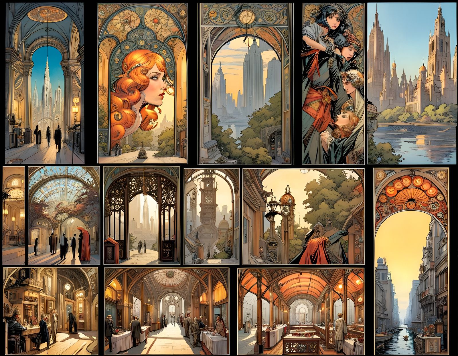 Comic Book Art Nouveau Style Pages