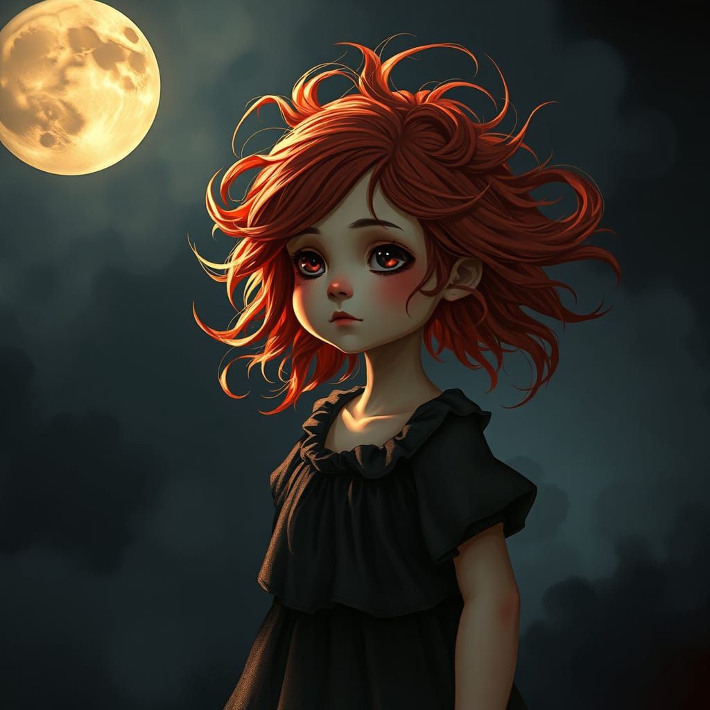 Whimsical Child in Dark Fantasy, Inspired by Tim Burton and ...