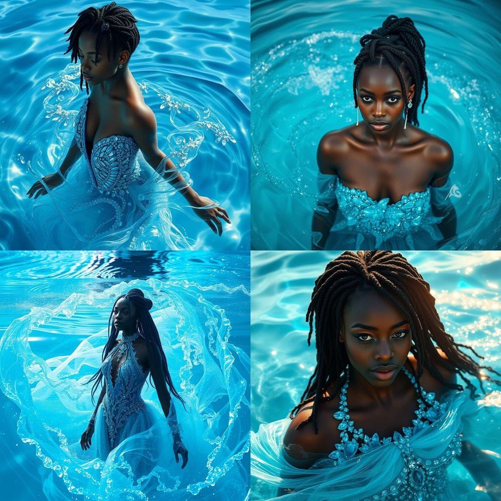 African Queen Amidst Aquamarine Waves