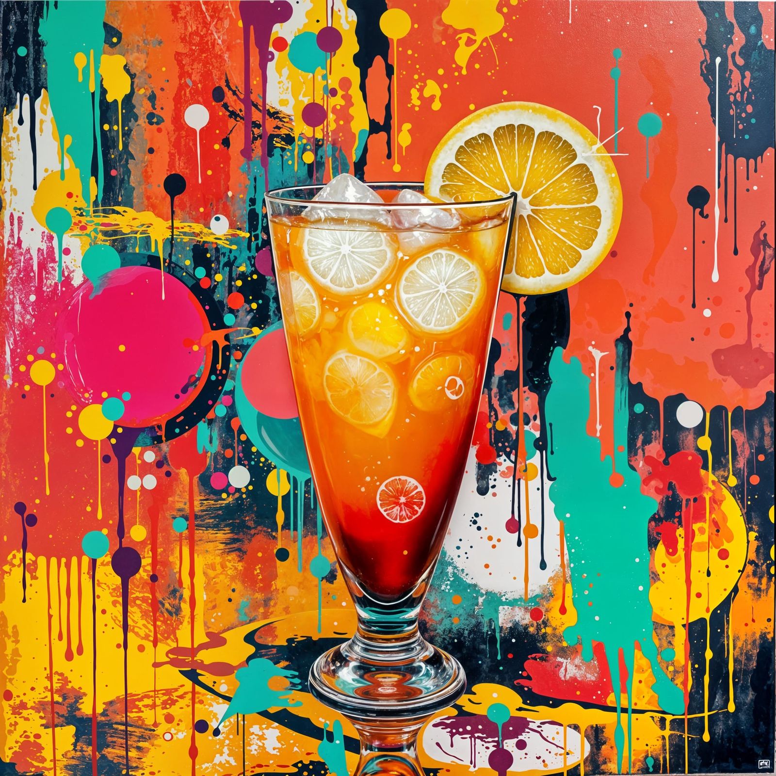 Tropical Cocktail in Graffiti Art Style