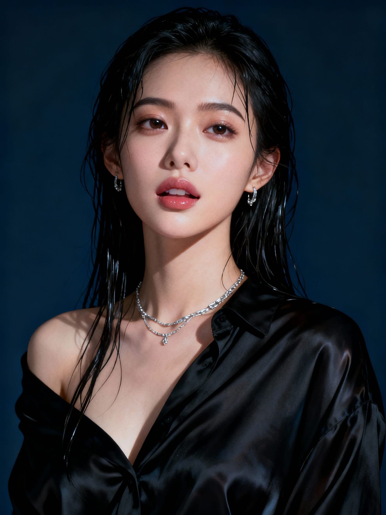 Elegant Asian Woman Portrait in Soft Realistic Style