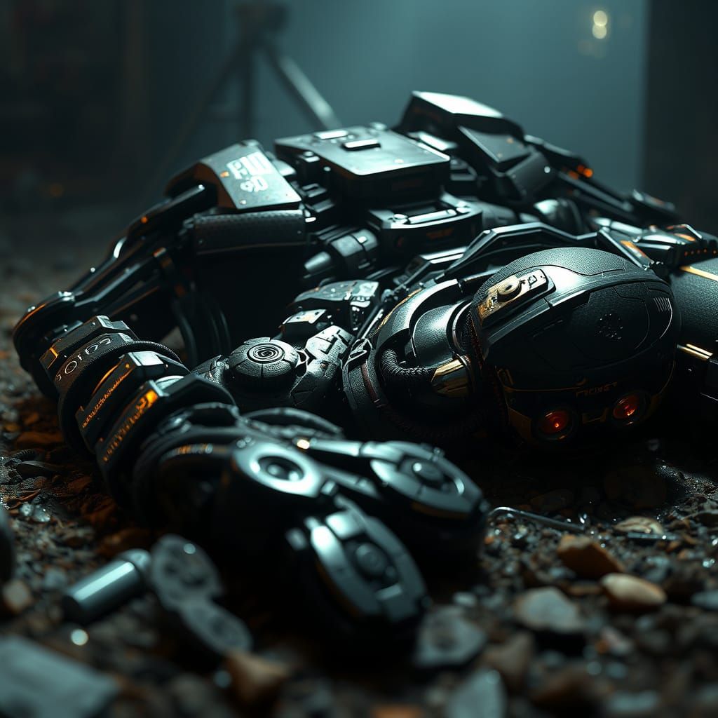 Fallen Soldier and Grieving Comrade in Cinematic Sci-Fi Scen...