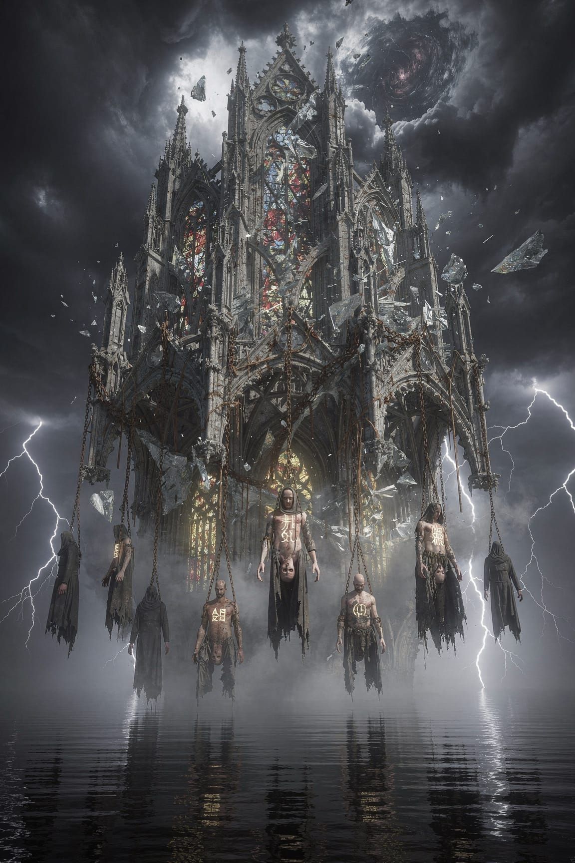 Colossal Bone Cathedral in Dark Fantasy Storm