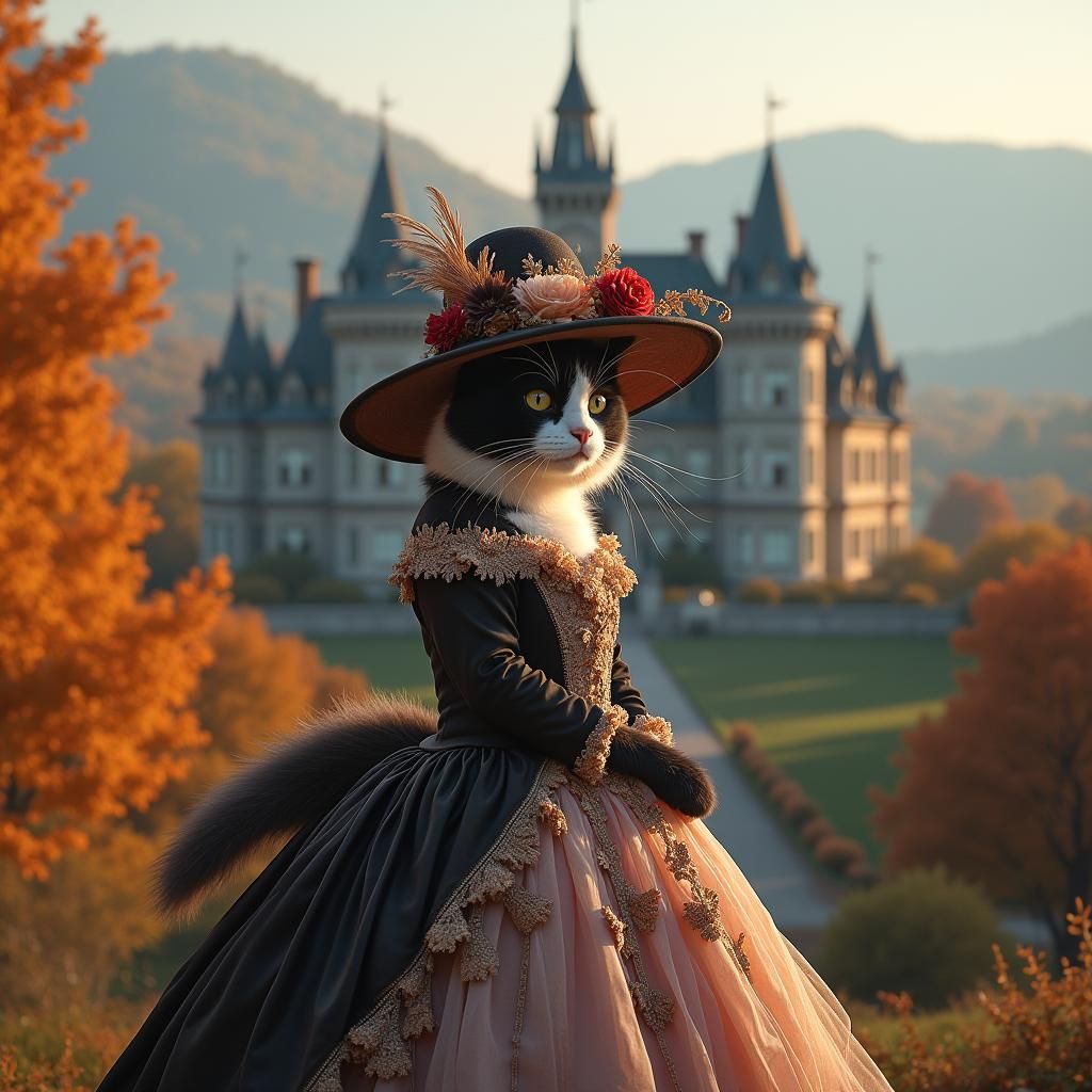 Regal Cat at Biltmore Estate in Autumnal Splendor