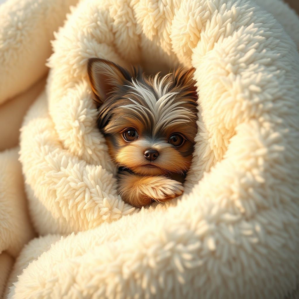 Cozy Morkie in Hyper-Realistic Haven