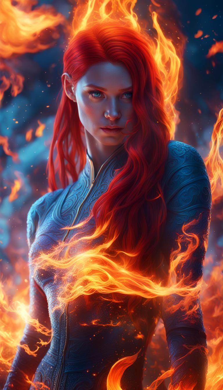 Surreal Redhead Ignites Blazing Inferno