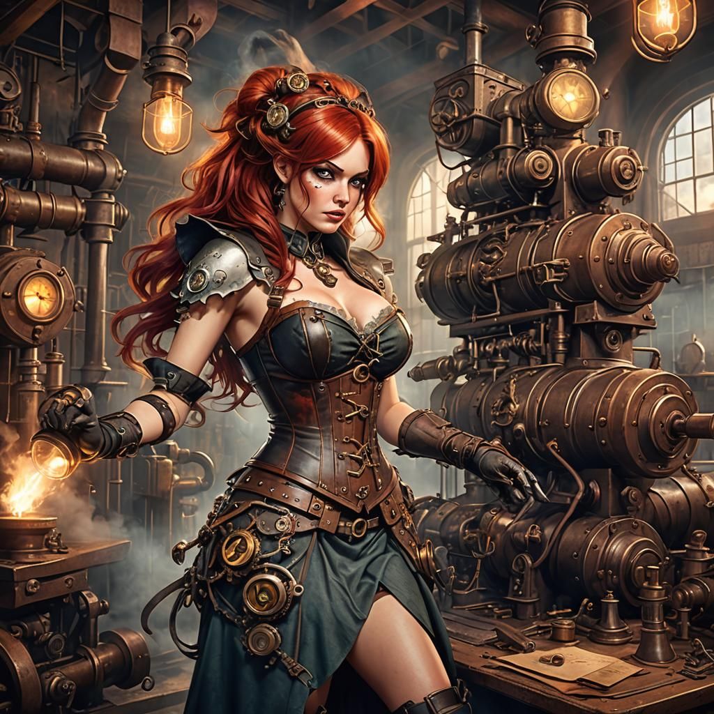 Steampunk Laboratory with Fairy and Werewolf