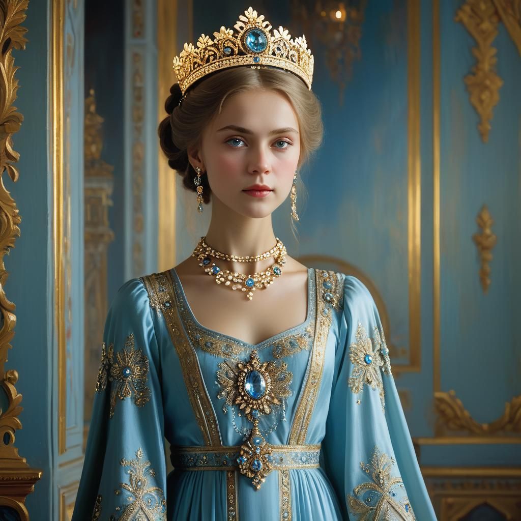 Romantic Portrait of a Russian Princess in Palace